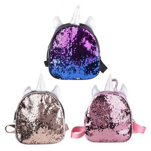 Glittering sequins small backpack bag horns